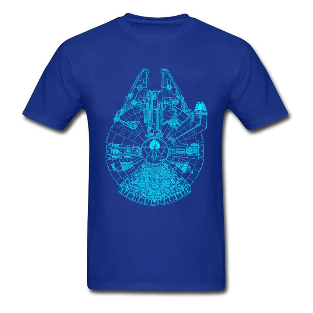Blue Millennium Falcon Design Tops T Shirt for Men All Cotton Summer Fall Round Collar T-shirts Slim Fit Sweatshirts Discount Blue Millennium Falcon blue