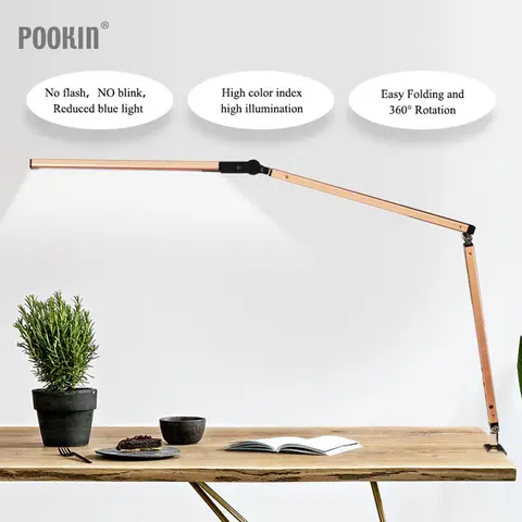 Lâmpada de Mesa de Braço Lâmpada de Mesa Lâmpada para o Quarto Longo Clip Office Olho-protegido Longa Vida Livro Luz 3-nível Brilho & Cor Led