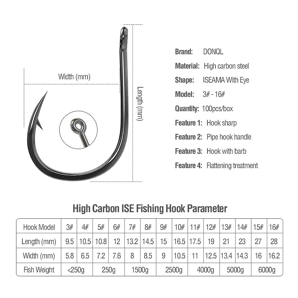 DONQL 50/100pcs Fishing Hooks Set Single Circle Fishhook Fly Fishing Carbon Steel Jig Barbed Carp Hooks Sea Tackle Accessories DONQL 50/100pcs Fishing Hooks Set Single Circle Fishhook Fly Fishing Carbon Steel Jig Barbed Carp Hooks Sea Tackle Accessories