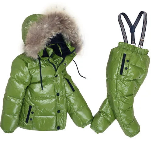 Лыжный комбинезон для русской зимы до-30 градусов, детская одежда спортивный костюм для мальчиков и девочек детская зимняя одежда, куртки, пальто водонепроницаемый комбинезон - Цвет: color4