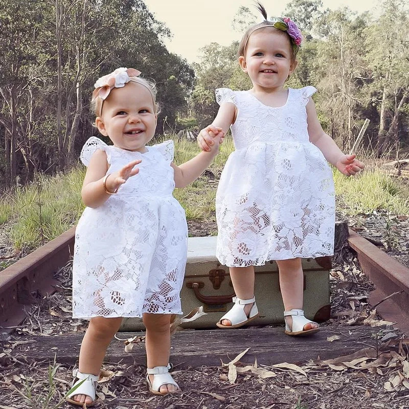 Mother nest New Summer Baby Girl White Lace Dress Cute Princess Newborn Clothes White Toddler Short Formal Dresses Kids Outfits  (15)