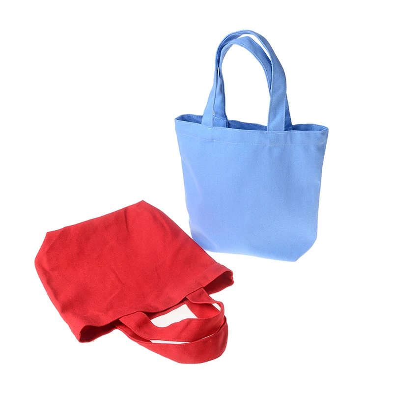 Solid Color Canvas Handbag Shopping Bag Women Girl Portable Lunch Bag Picnic Pouch Storage Tote Women Bag 23*21*10cm