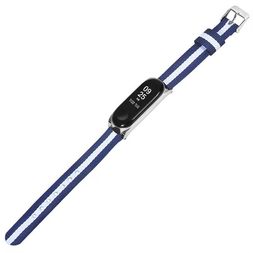 Fashio Navy Nylon Wristband Canvas Sport Strap Watch Band Replacemen For Xiaomi Mi Band 3 Watch band Size 25x1.95x0.54cm 40MR1407