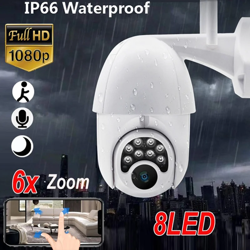 

PTZ IP Camera H.265 Zoom HD 1080P Wifi IP Camera 8-Night Light Waterproof Security PIR Cameras Home/Outdoor Surveillance Monitor