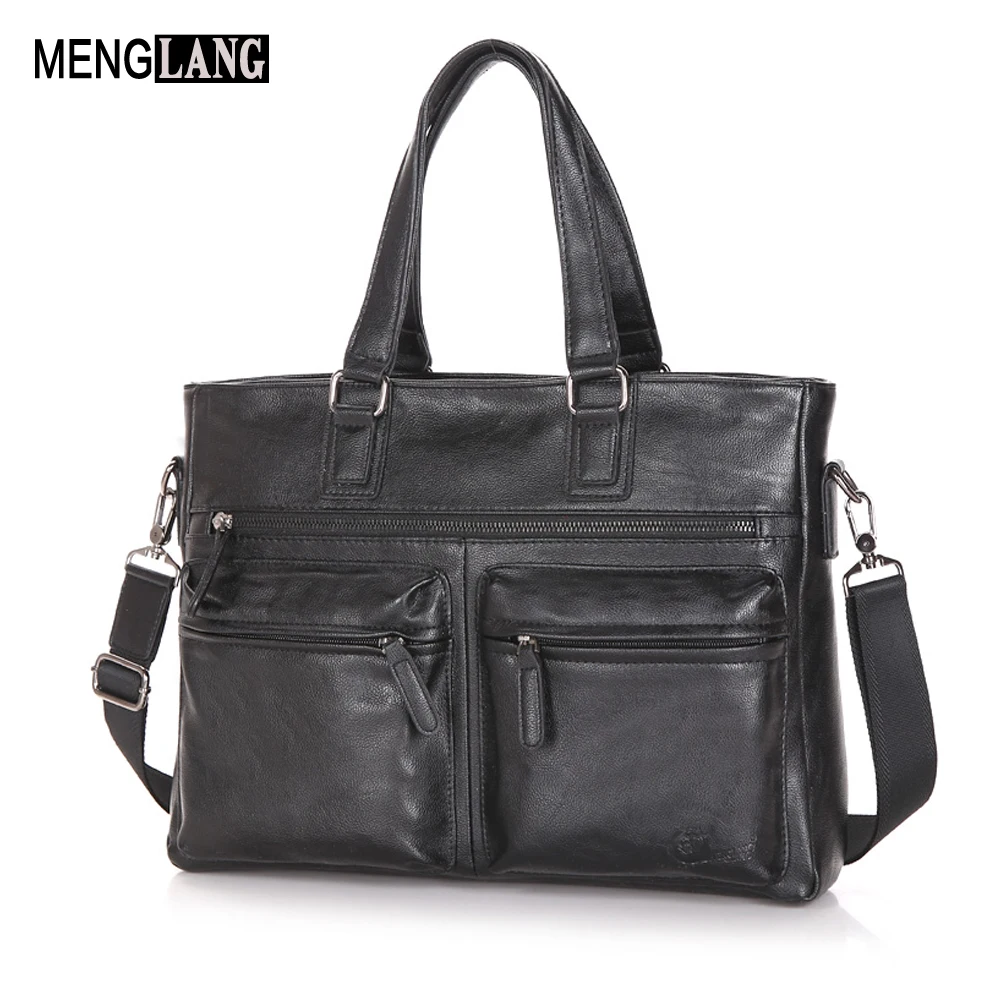 

Men Elegant Laptop Bag Briefcase For Men Soft PU Leather Crossbody Bags 15.6 inch Laptop Handbages Messenger Shoulder Bag