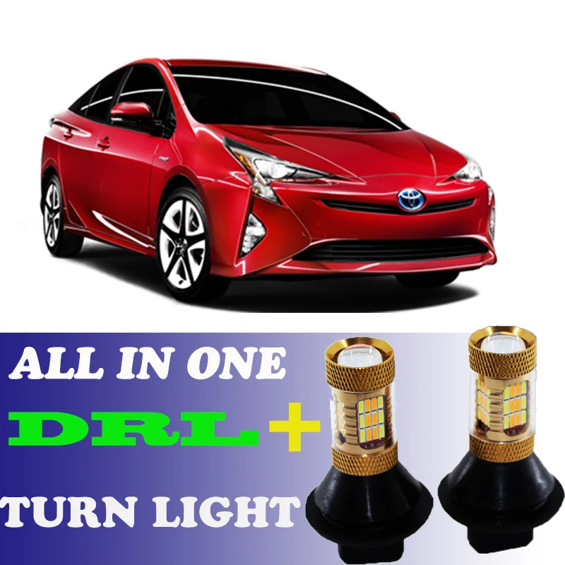 

2pcs LED Dual Color Switchback T20 7440 Front DRL Daytime Running Lights&Turn Signal light all in one For Toyota Prius 2008-2014