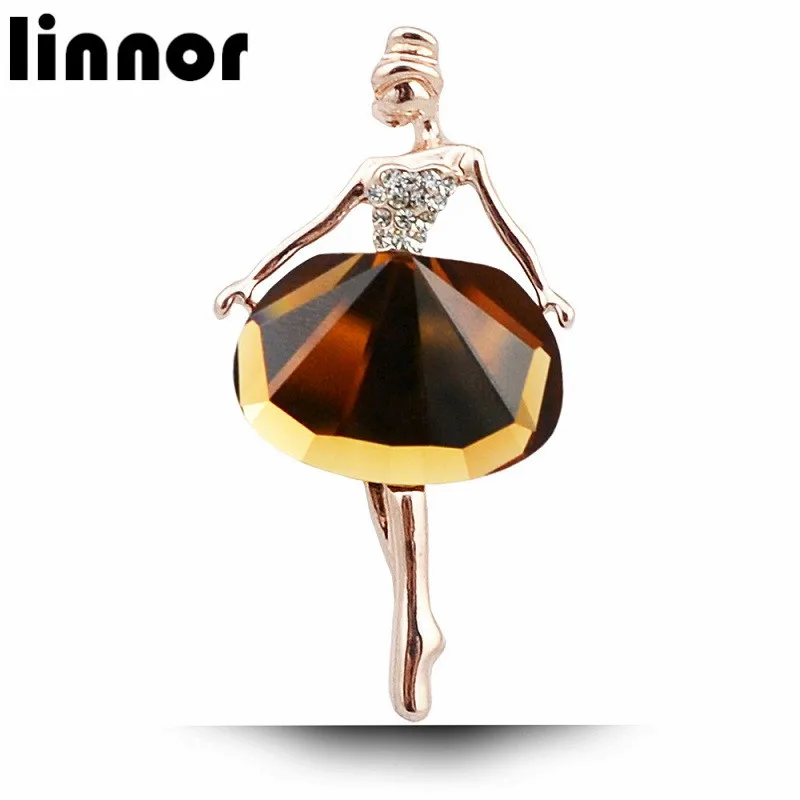 

Linnor Exquisite Crystal Ballerina Brooch Dancer Girl Brosh Hijab Pin Ballet Kays Cristal Corsage Accessories Women Jewelry