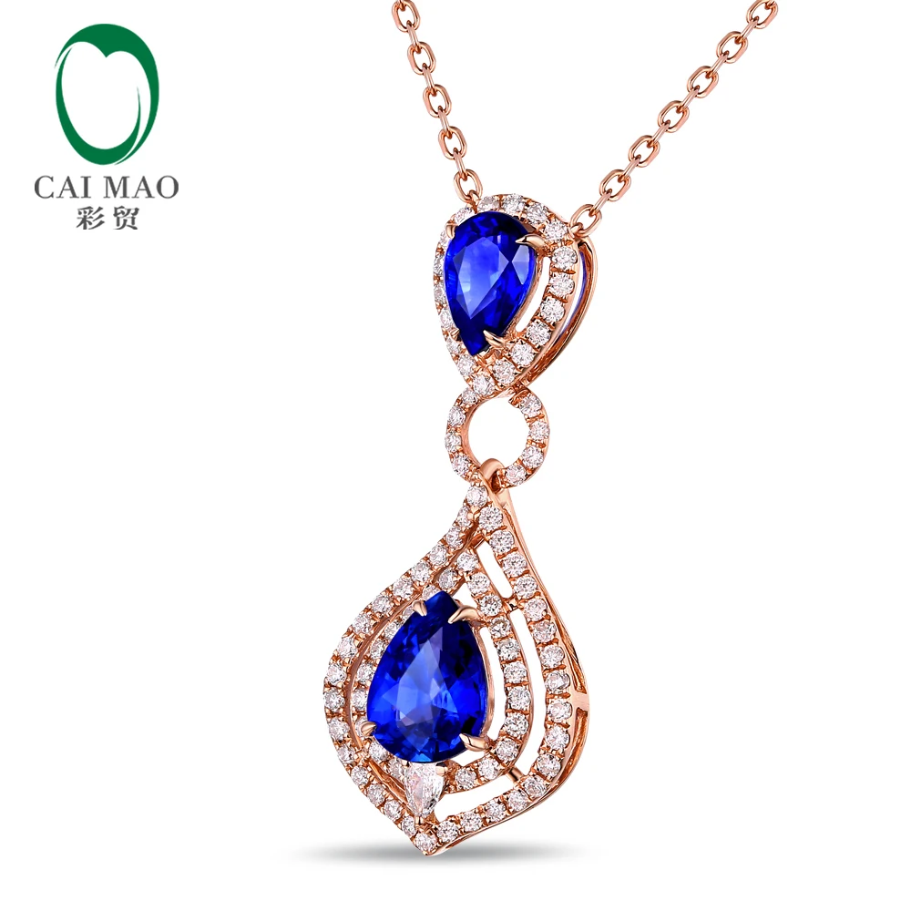 CaiMao 14KT/585 розовое золото 1.89ct сапфир 0.42ct алмаз Обручение украшение подвеска с