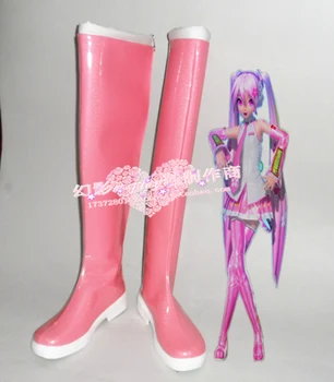 

Vocaloid Hatsune Miku Sakura Halloween Pink Long Cosplay Boots Shoes H016