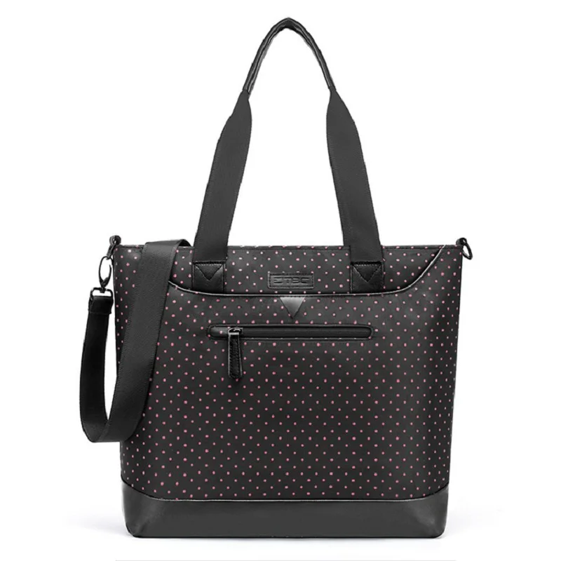 

DTBG Brand Laptop Handbag One Shoulder Crossbody Dot Print Briefcase Women Casual Business PU Leather Bags Waterproof Nylon Girl