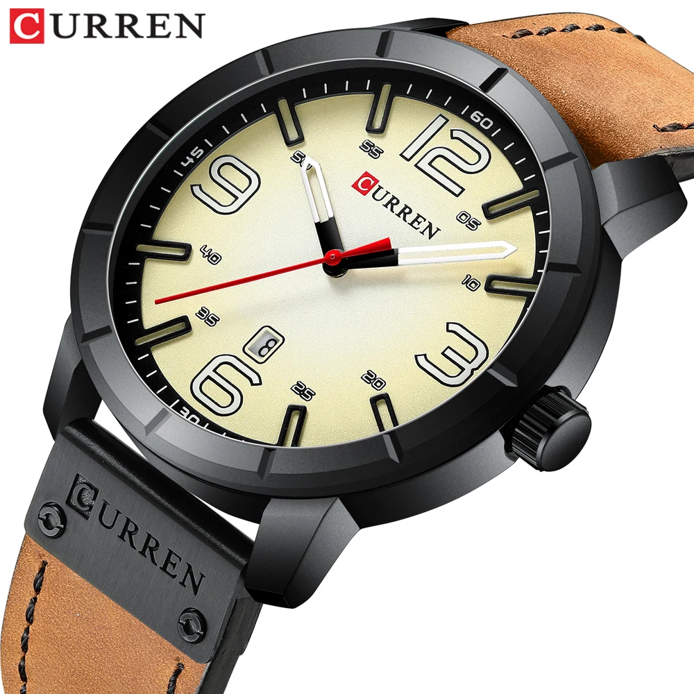 

CURREN Fashion Brand Classic Men's Watch Waterproof Date Leather Strap Analog Military Quartz Wristwatch Clock Erkek Kol Saati