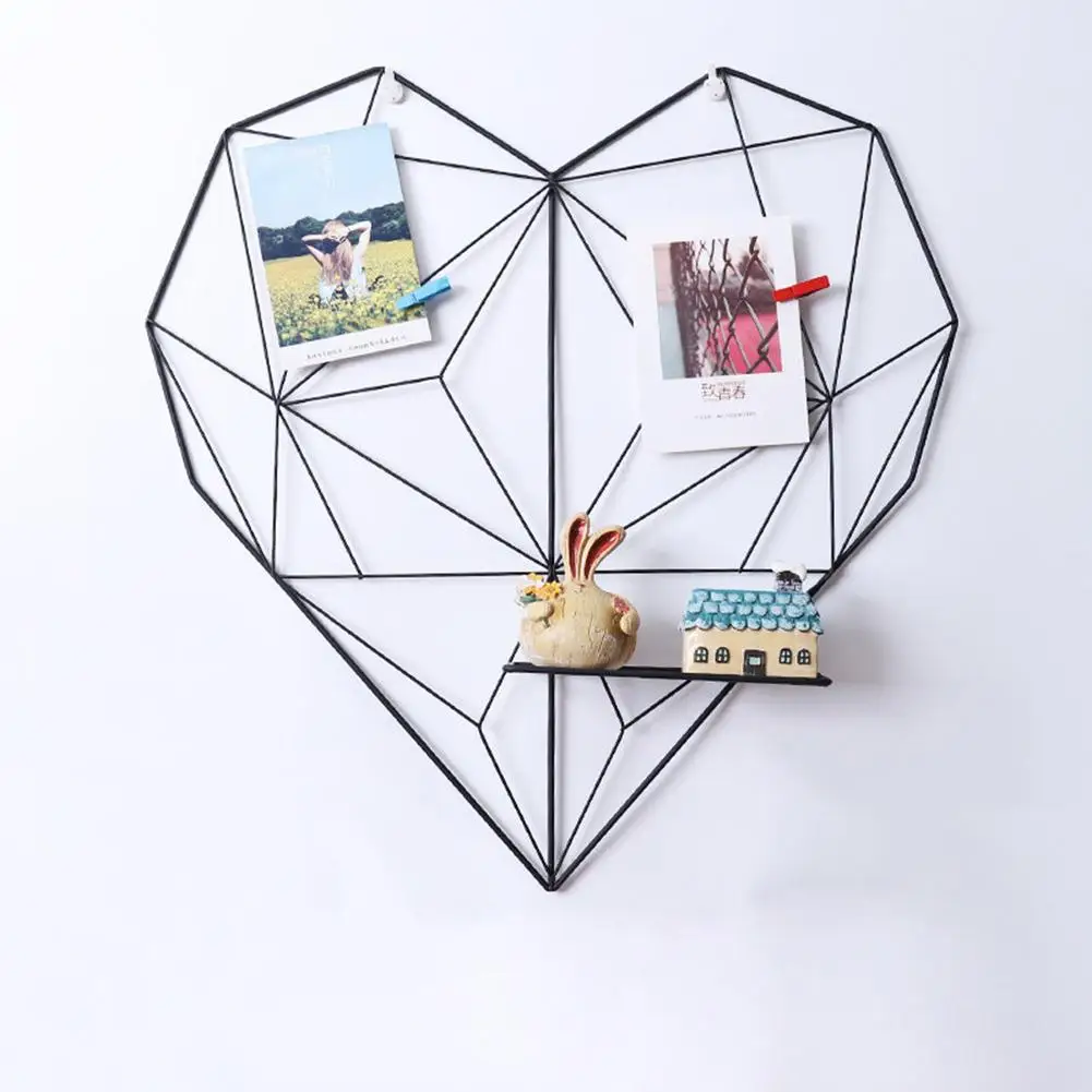 

Home Cafe Heart Wall Hanging Shelf Clips Cords Photos Storage Rack Shelf Holder Decor Hot