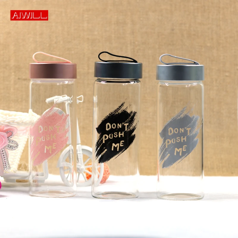 

AIWILL glass water bottle Leak-Proof Seal Cute lovely for girl/children colorful healthy sport drink bottle travel coffee bottle