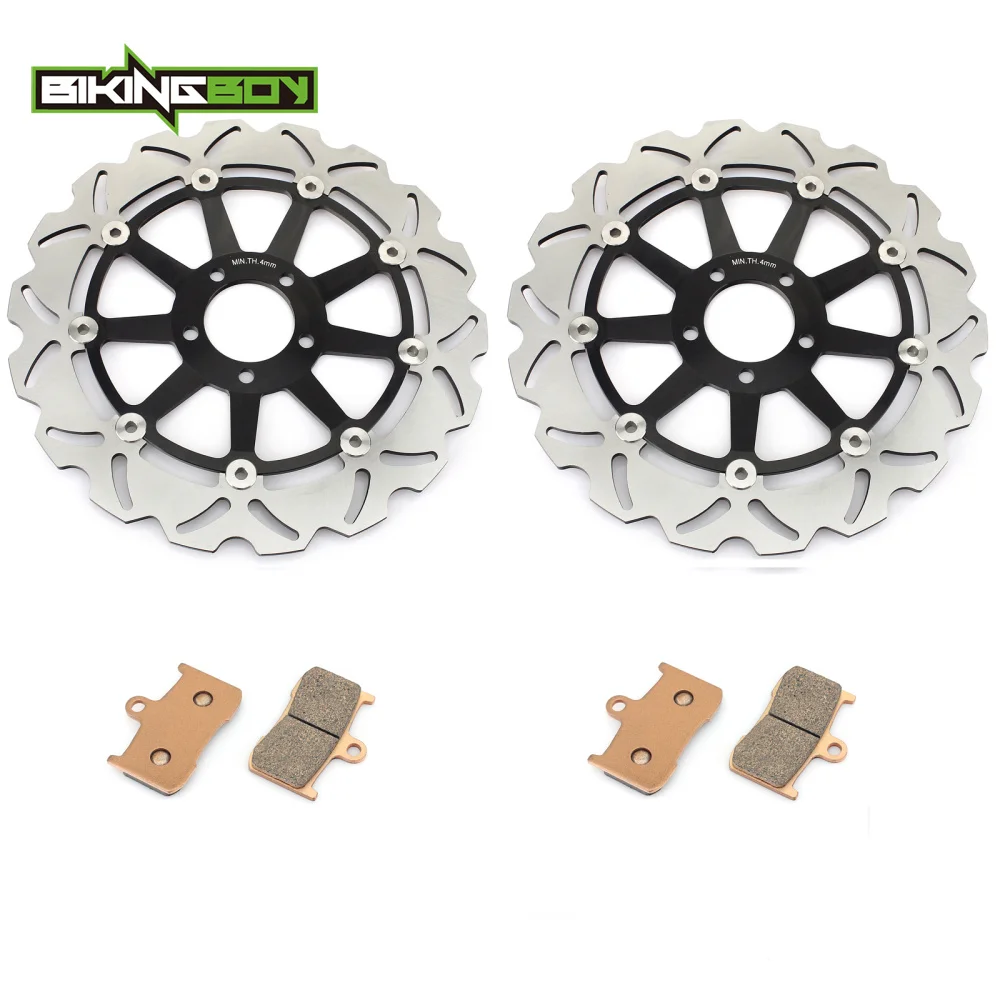 BIKINGBOY For KAWASAKI ZX9R ZX-9R Ninja ZX900F F1 F2 2002 2003 02 03 Wavy / Round Front Brake Discs Disks Rotors Pads