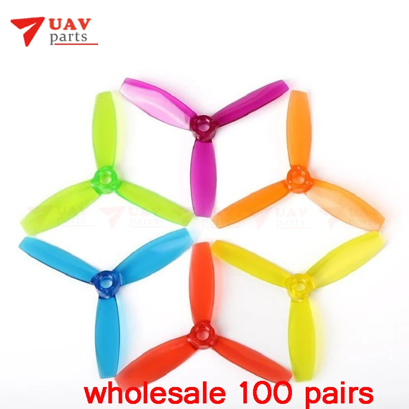Оптовая продажа 100 пар DYS 3045 3 дюйма 1 отверстие пропеллеры 3-Blade Prop для BX1306 SE1407