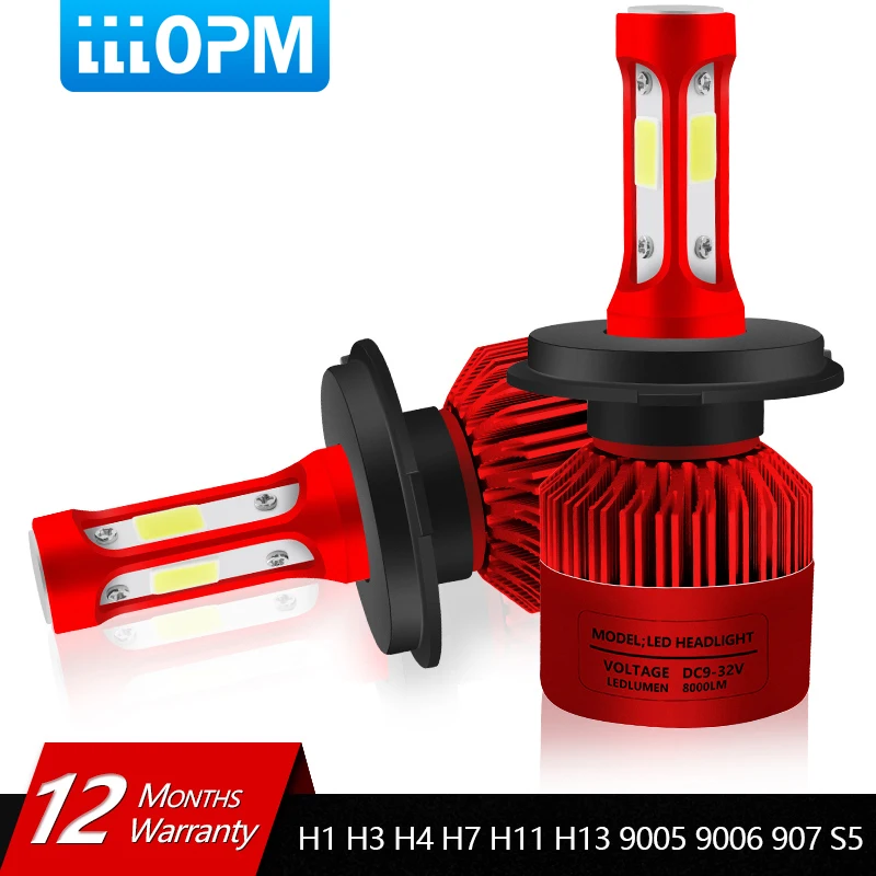 

LLLOPM H4 H7 H11 H1 H3 9005 9006 COB Car LED Headlight Bulbs Hi-Lo Beam 72W 8000LM 6500K Auto Headlamp Fog Light Bulb DC12v 24v