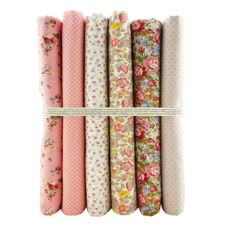 45x50cm 100 Cotton Combed Poplin Quilting Fabric Bundle Baby "Dreamy Pink dot Floral", Sewing