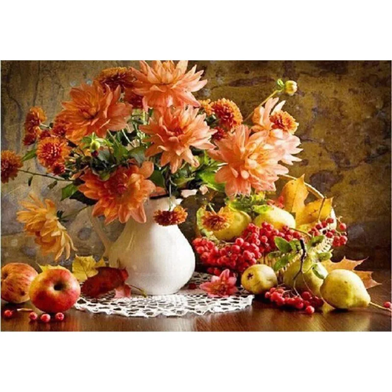 

Frameless Apples And Flower DIY Painting By Numbers Kits Drawing Painting By Numbers Modern Wall Art Canvas For Home Decoration