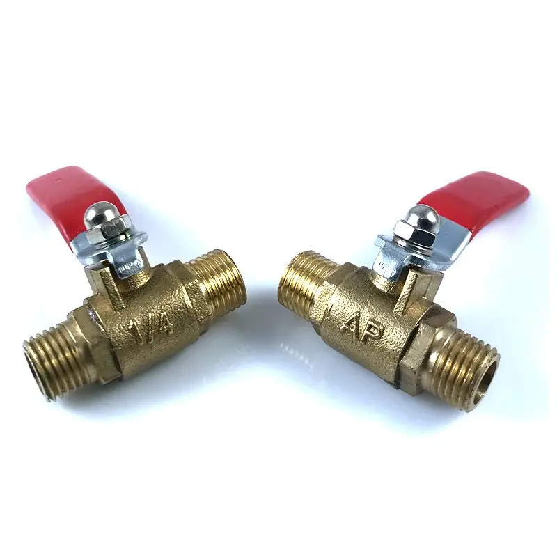 

2pcs 1/4'' Ball Valve Brass material Male to Male Water Valve Gas Valve with handle Thread Connector
