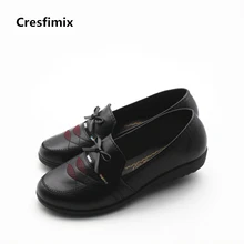 Cresfimix Sapatos femininos женские милые Весна-осень без шнуровки с круглым носком обувь на плоской подошве; женские искусственная кожа черные туфли женские классные ботинки