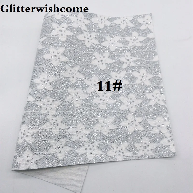 Glitterwishcome 21X29 см A4 размер винил для бантов флуоресцентная кружевная блестящая кожаная ткань винил для бантов, GM086A - Цвет: 11