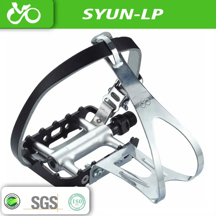 buy MTB road bike stainless steel toe Real leather BMX Extreme fix gear plastic toe straps bicycle pedal