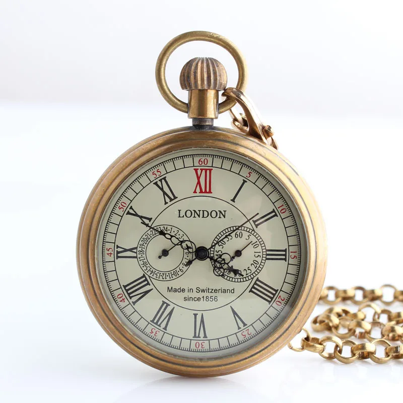 Античный Лондон 5 стороны маленький циферблат механические карманные часы РОМАН НОМЕР открытым Уход за кожей лица брелок часы Подарочная коробка часы - Цвет: watch