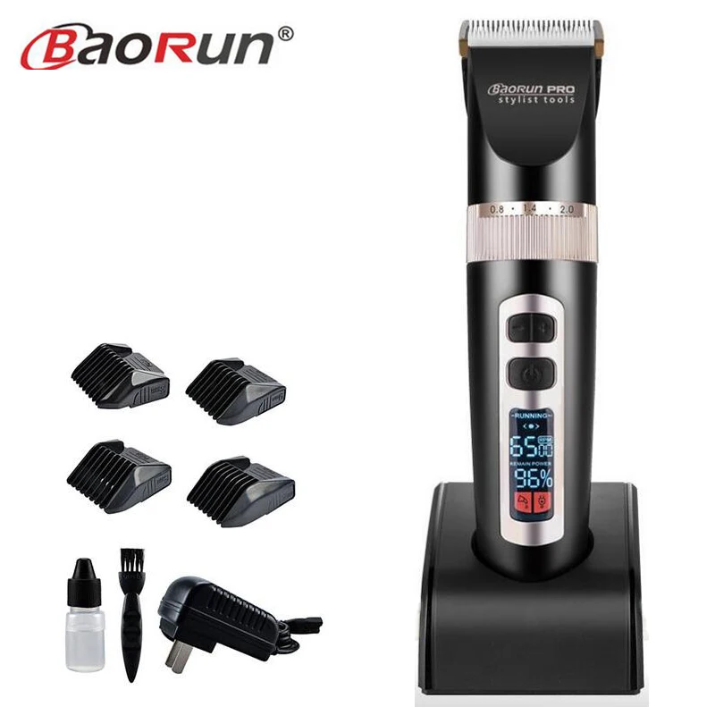 

New Professional Electric Hair Clipper LCD Display Hair Trimmer 2000mA Battery Ceramic Cutter Cutting Machine For Barber A8S