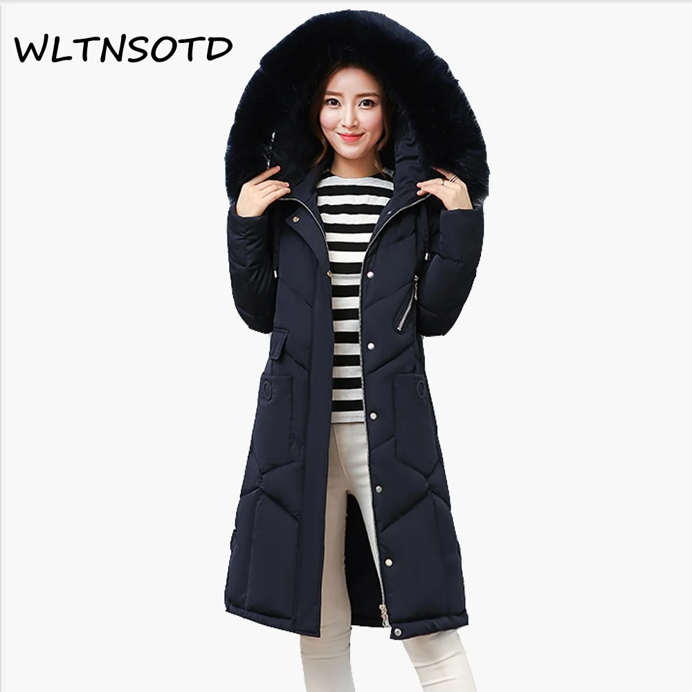 2017 Real Full New Winter Cotton Coat Women Long Thick Big