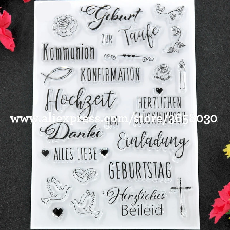 German Danke Geburtstag Einladung Scrapbook Diy Photo Cards Rubber Stamp Clear Stamp Transparent Stamp 12x17cm Stamps Aliexpress