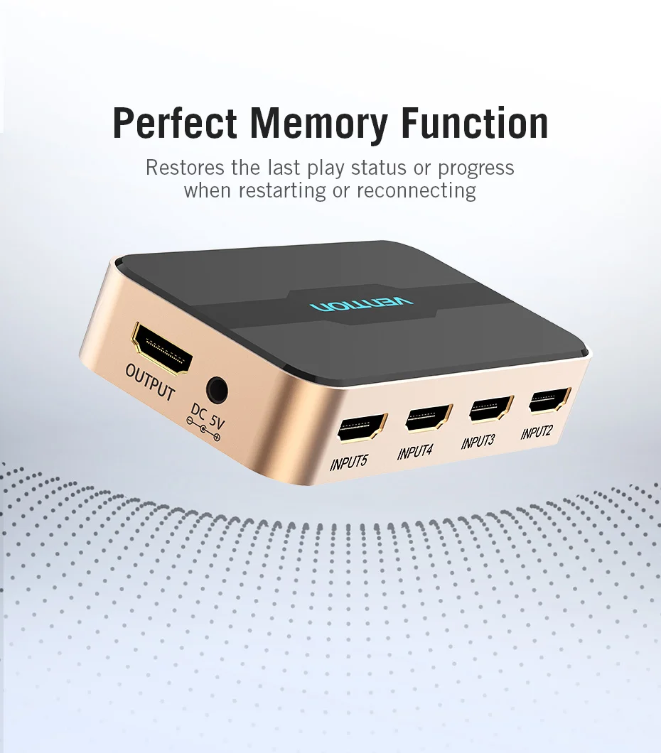 Vention HDMI переключатель 5x1 HDMI сплиттер 5 вход 1 выход адаптер для xbox 360 PS4 Smart Android HDTV 4K 5 в 1 выход HDMI коммутатор