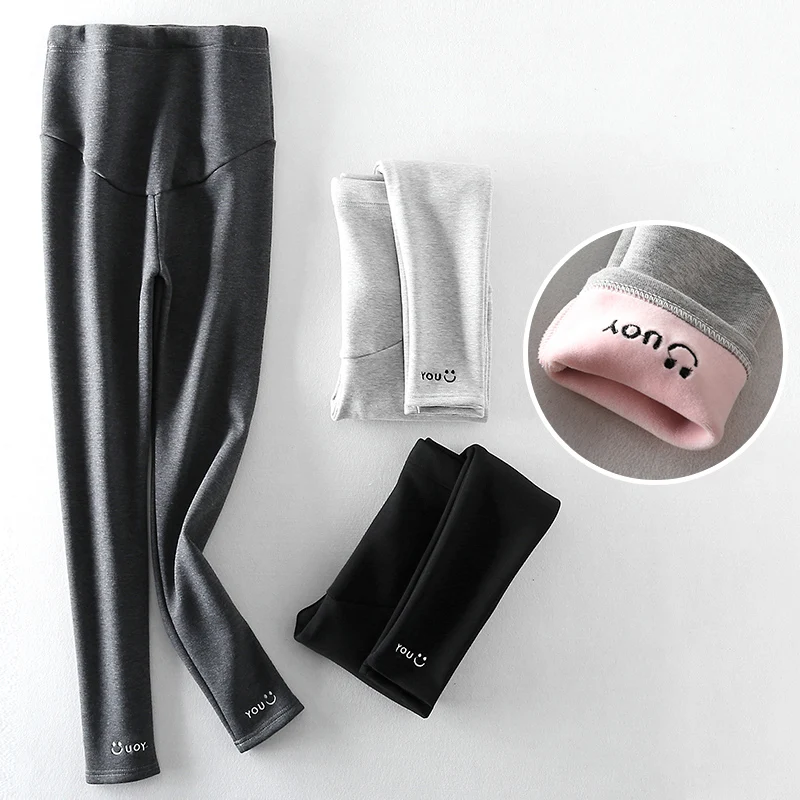 

Cotton Winter Maternity Clothing Pregnant Woman Pants Thickened Velvet Trousers for Pregnancy Keep Warm Fleece Leggings