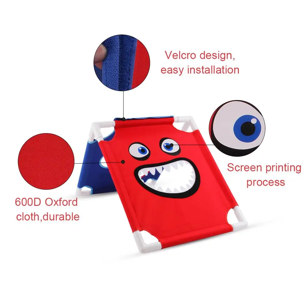 Children Sports Sandbags Sports Cornhole Boards Throwing Game with 8 Bean Bags  Portable PVC Framed Cornhole (BlueRed) (4)