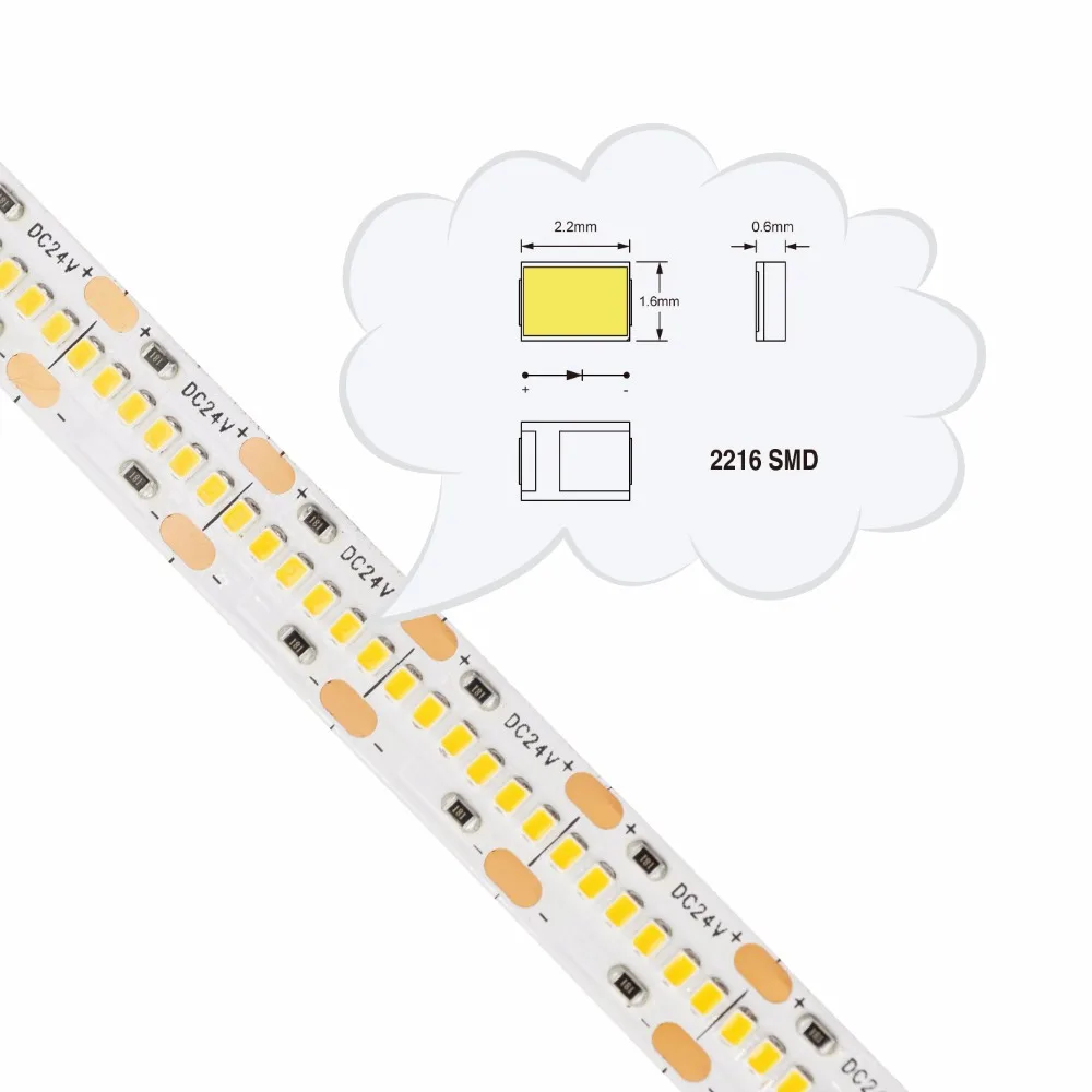 Высокий CRI> 90 SMD 2216 420 светодиодов/m DC24V Flexilbe светодиодные полосы ST4