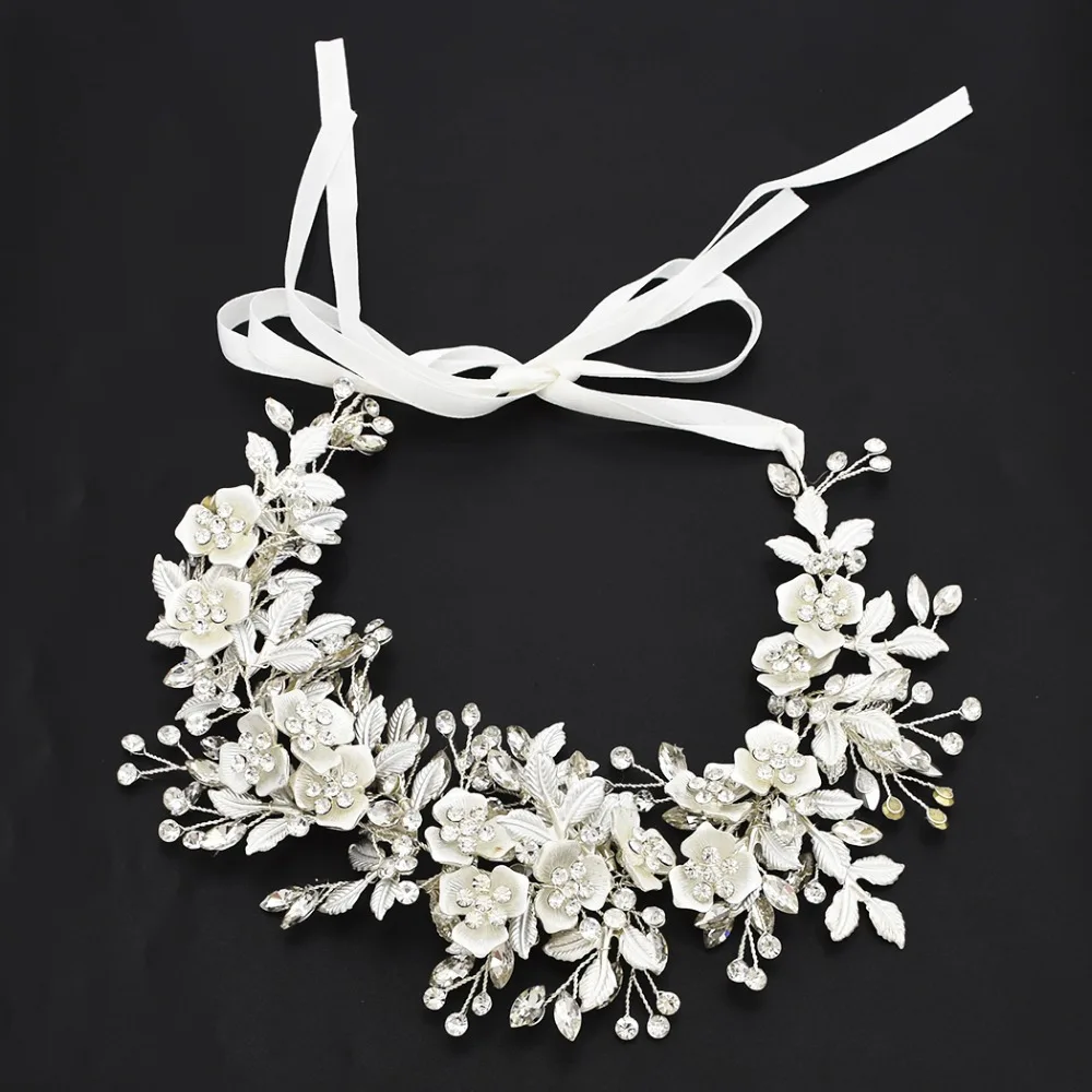 

Bridal Headdress Rhinestone Crystal Flower Forehead Hair Accessorices Wedding Jewelry Princess Crown Tiara Headpiece Headbands