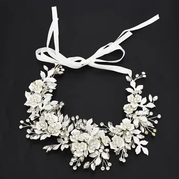 

Bridal Headdress Rhinestone Crystal Flower Forehead Hair Accessorices Wedding Jewelry Princess Crown Tiara Headpiece Headbands