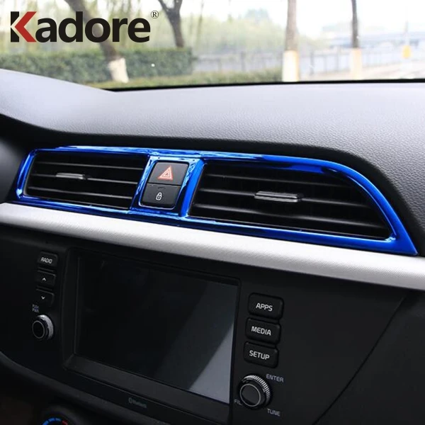 

For Kia Rio 4 X-line 2017 2018 2019 Carbon Fiber Air Conditonnal Vent Cover Trim AC Outlet Panel Frame Interior Accessories