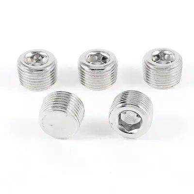 

5 x Air Pipe Fittings 3/8"PT Male Thread Hex Socket Plugs Caps 11mm Height