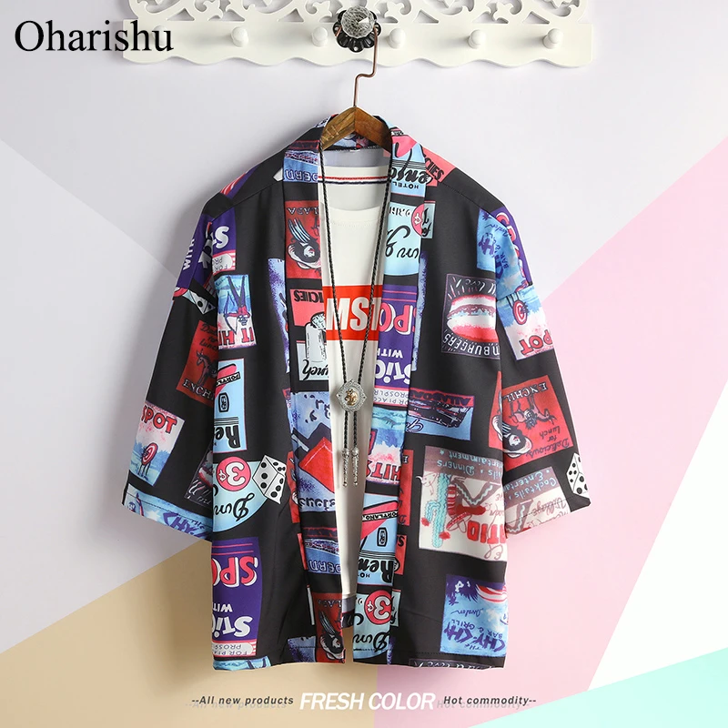 

Japanese Streetwear Short Sleeve Shirt Men Hip Hop Ukiyoe Casual Shirt 2019 Man Summer Fashion Soft Hawaiian Shirts Plus Size
