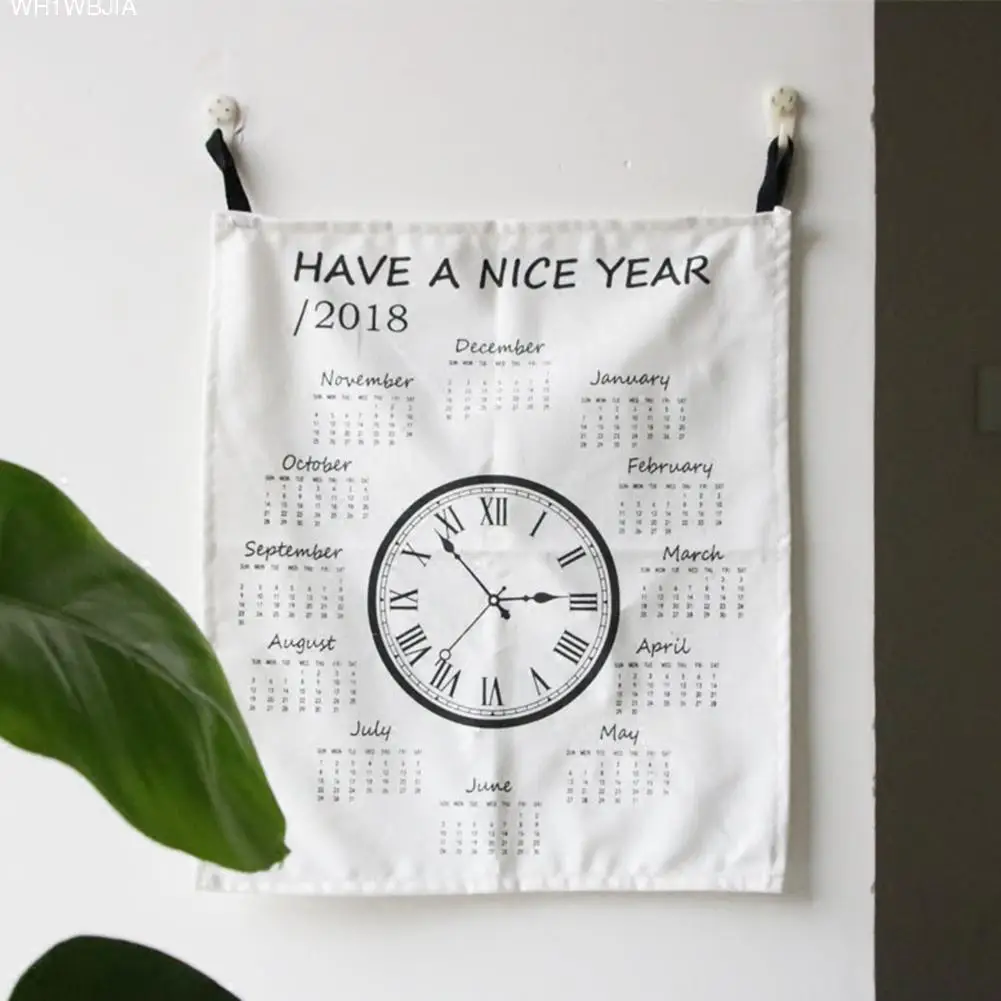Simple Nordic Style Cotton 2018 New Year Calendar Wall Calender Hanging