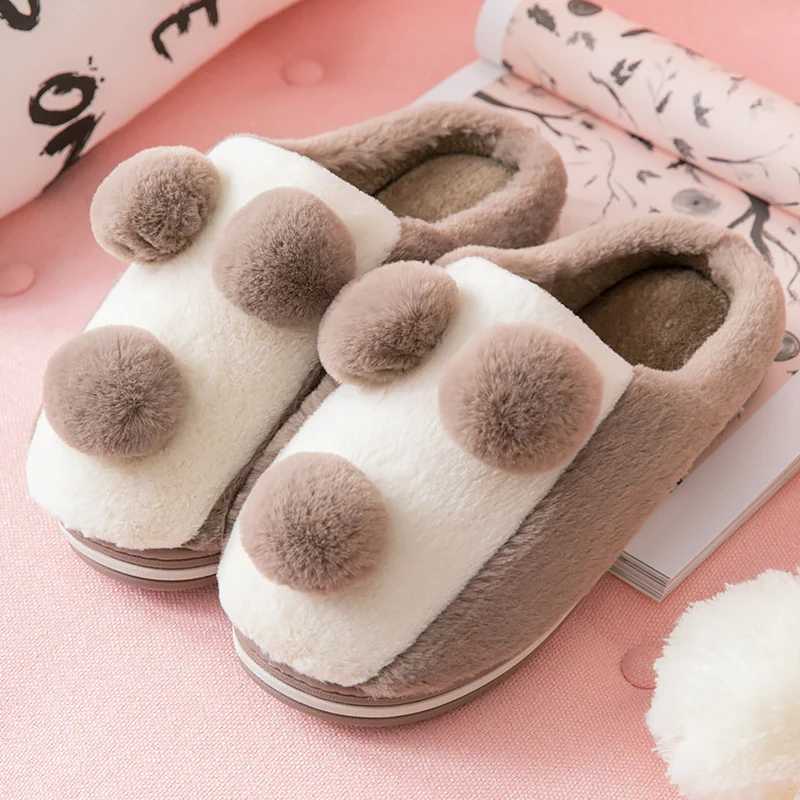 

Women's slippers Winter Plus Size 43-47 Lovely Fur Slippers for Girls Short plush Suede Funny Warm Indoor slipper Women