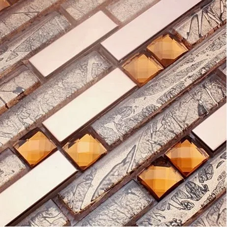 Braun Lange Und Kurze Streifen Glasmischmetall Edelstahl Mosaik Fliesen Kuche Backsplash Wohnzimmer Wand Badezimmer Dusche Shower Floor Tile Tiles Entrancetile Shower Room Aliexpress