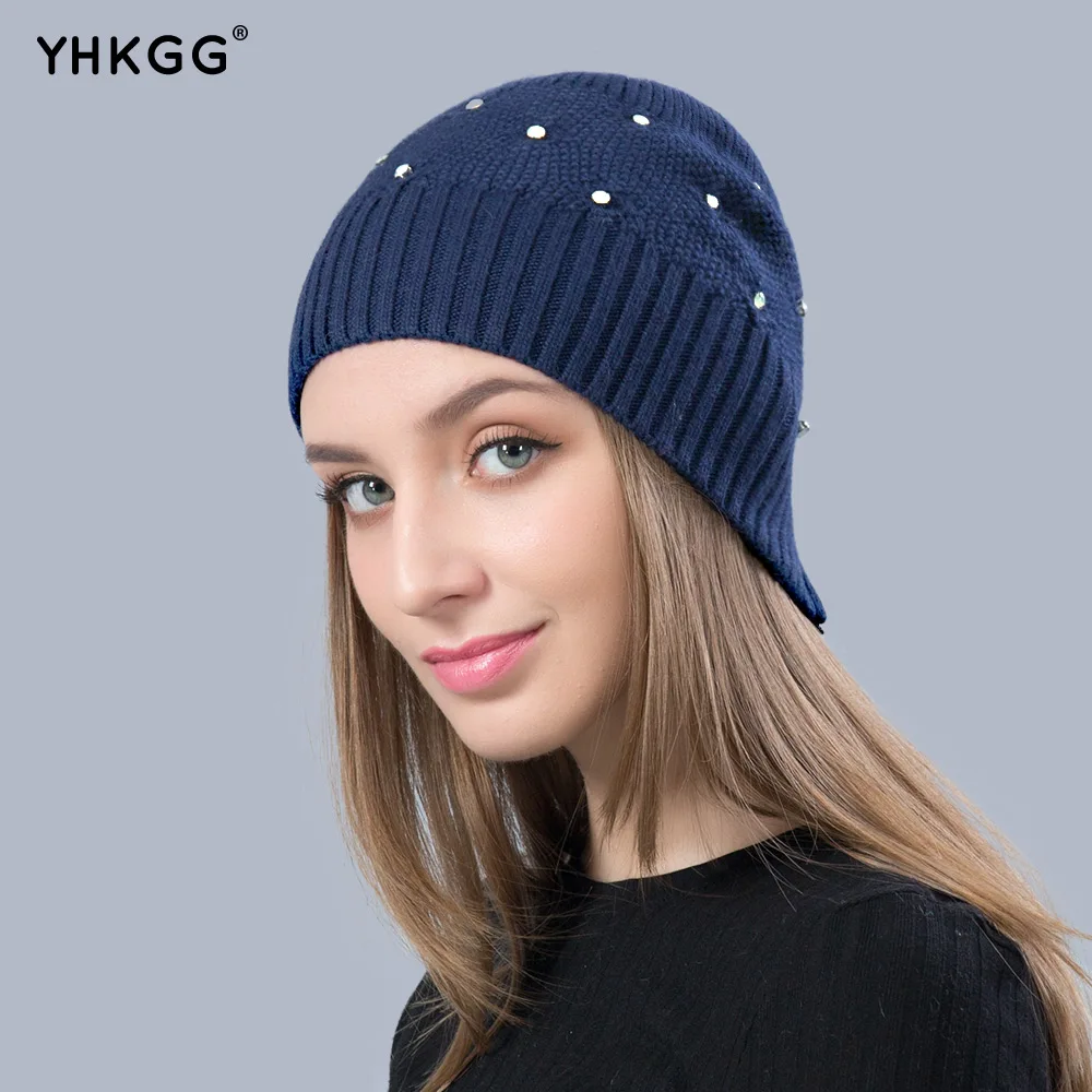 YHKGG Casual Winter Warm Cashmere Wool Knitted Elastic Beanies Hat