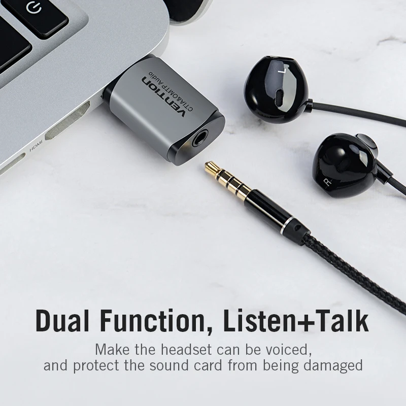 Vention Sound Card USB Audio Interface External Sound card USB Adapter 3.5mm For Laptop Speaker PS4 Earphone USB Mic SoundCard - 3