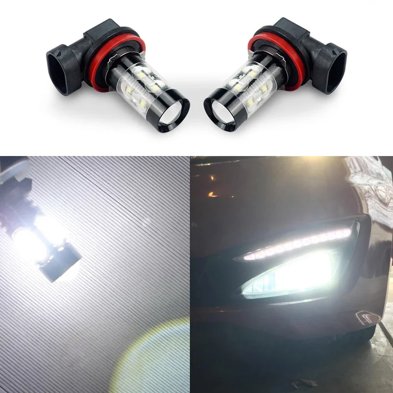 2x White H3 H11 H8 9006 LED Car Fog Lights Auto DRL Lamp For Mercedes Benz W211 W203 W204 W210
