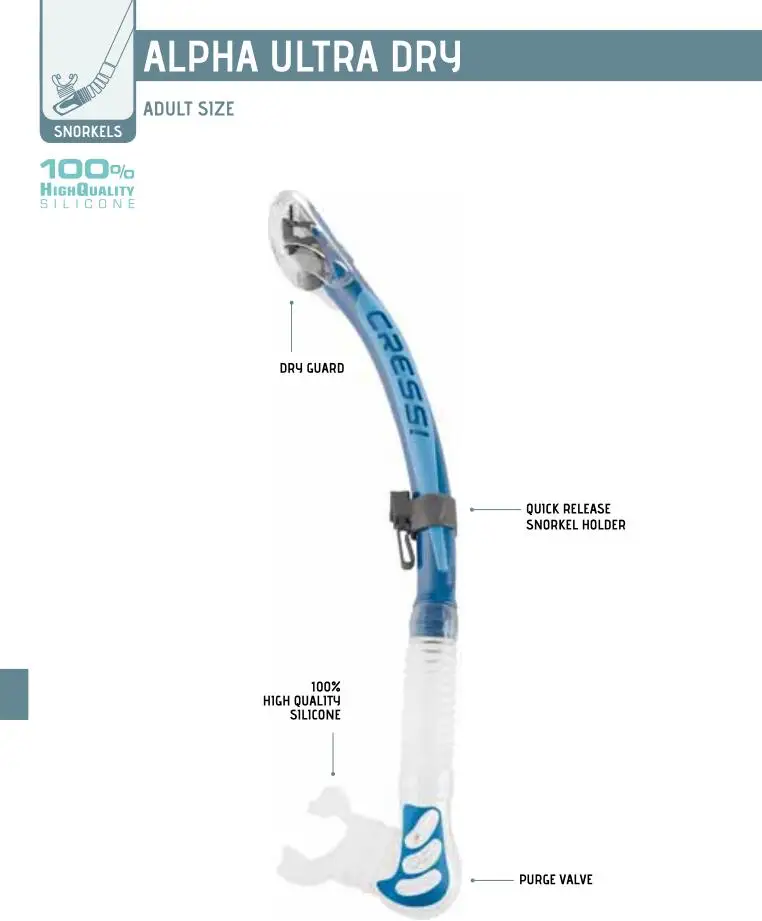 CRESSI ALPHA ультра сухая трубка для подводного плавания