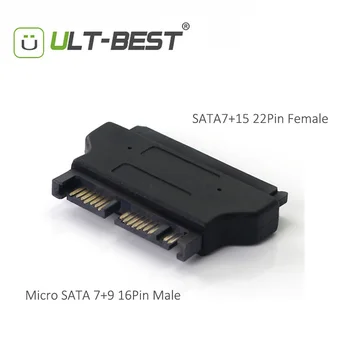 

ULT-Best SATA Male to Female Adapter SATA 7+15 22P Female to Micro SATA 7+9 16P Male Connector Converter Adapter Black
