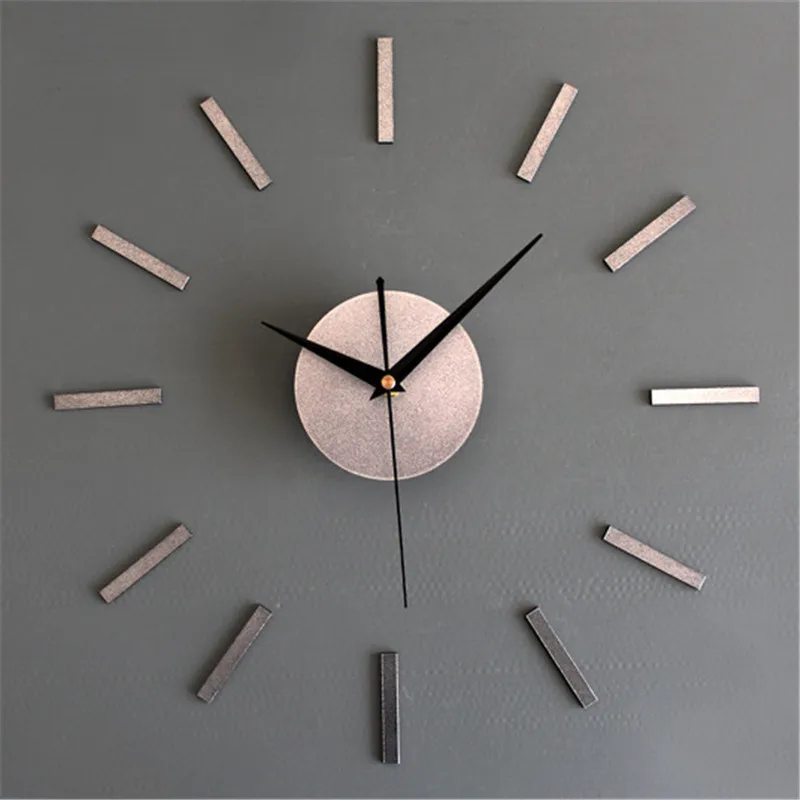 Новое поступление, настенные часы для украшения дома, современный дизайн, модные часы для гостиной, Металлические Модные самоклеющиеся настенные часы - Цвет: Silver Texture