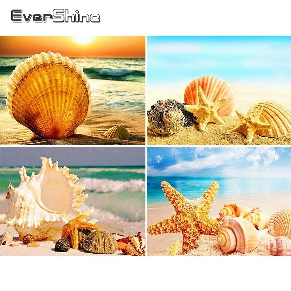 

Evershine 5D DIY Diamond Painting Full Square Scenery Diamond Embroidery Sale Seaside Rhinestones Pictures DIamond Mosaic Shell