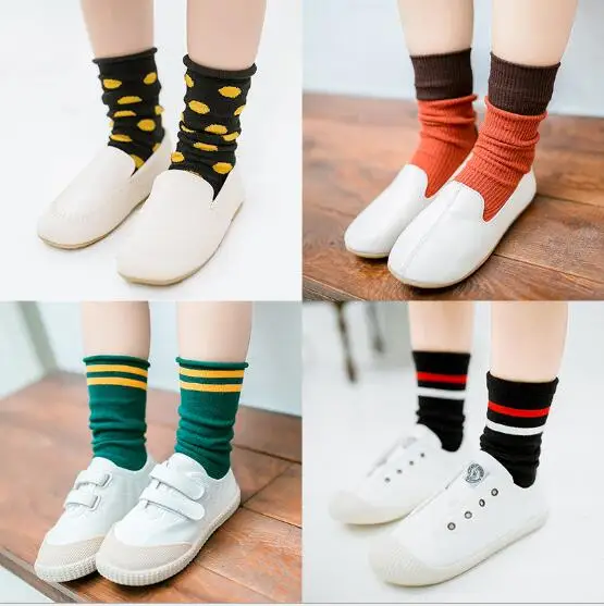 Tukla Babe New 1-12 Y Child Socks Autumn Winter Color Matching Striped Children's Pile Student Kids Boys Girls Tube Sock